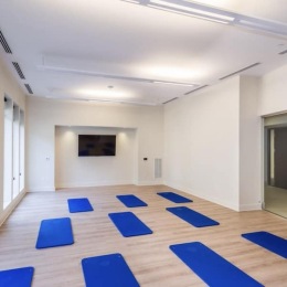 yoga mats in a large room
